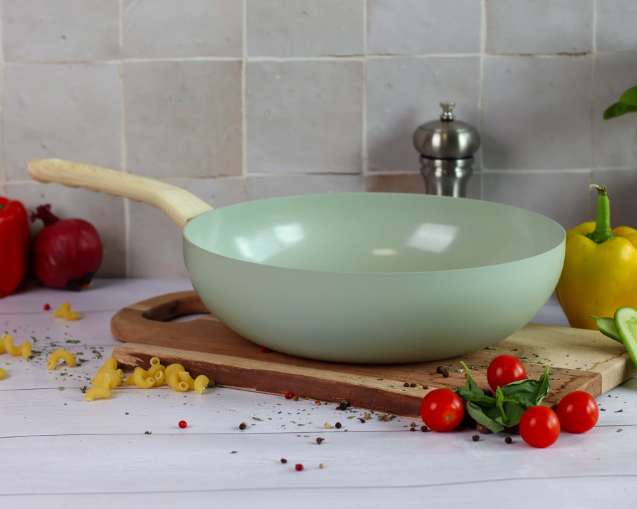 Poêle wok COLORAMA en aluminium - Vert - 28cm