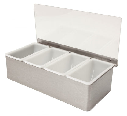 Porte-condiment - 4 compartiments - Inox