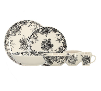 Lot de 12 assiettes plate FLORALI - Grès - 19cm