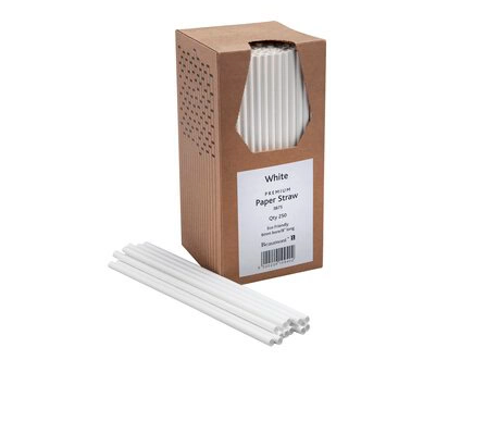 Pailles en papier 20cm - Blanche - 250 pailles